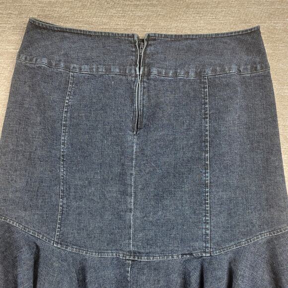 VTG Powerline Denim Skirt Size 8 Blue Dark‎ Wash Flounce Flared Mermaid Rodeo - Picture 4 of 11